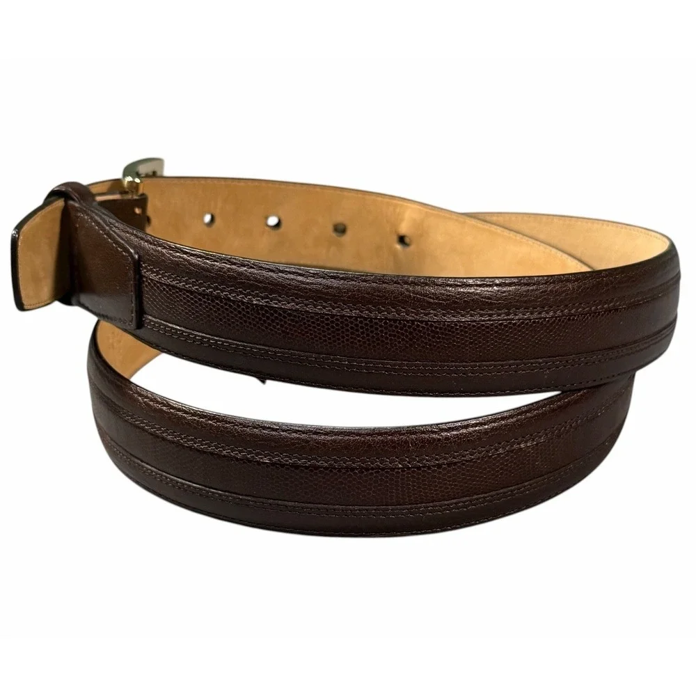 Donald J.Trump Signature Collection Mens Brown Leather Belt Brass Buckle Size 38